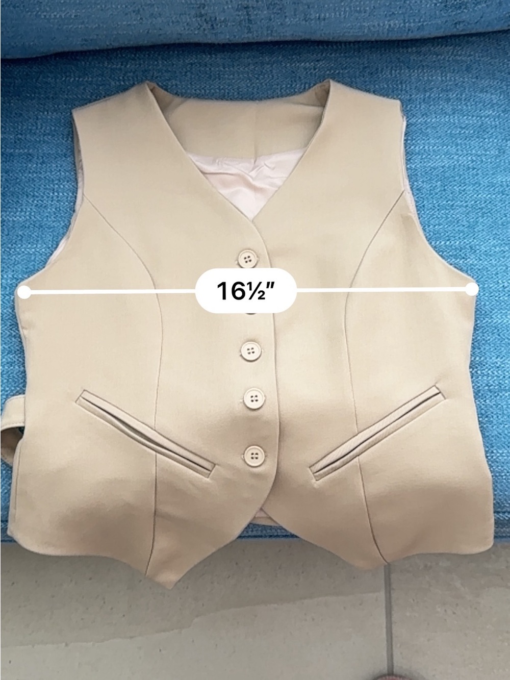 Classic Tan Tiered 2-pc Dress with Buttoned Vest - Picture 11 of 14